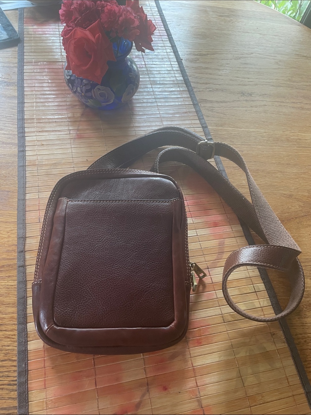 Uni-Sex Leather Crossbody Bag - Brown Made in Italy NWOT